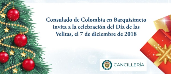 Consulado de Colombia en Barquisimeto invita a la celebración del Día de las Velitas, el 7 de diciembre de 2018